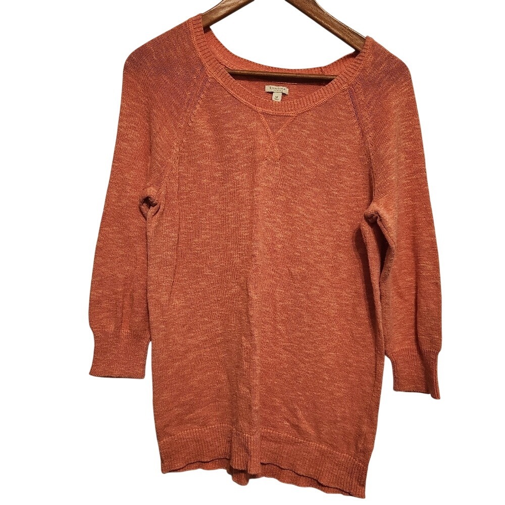 SONOMA Life‎ Style Orange Heathered Raglan Sleeve Sweater Size M